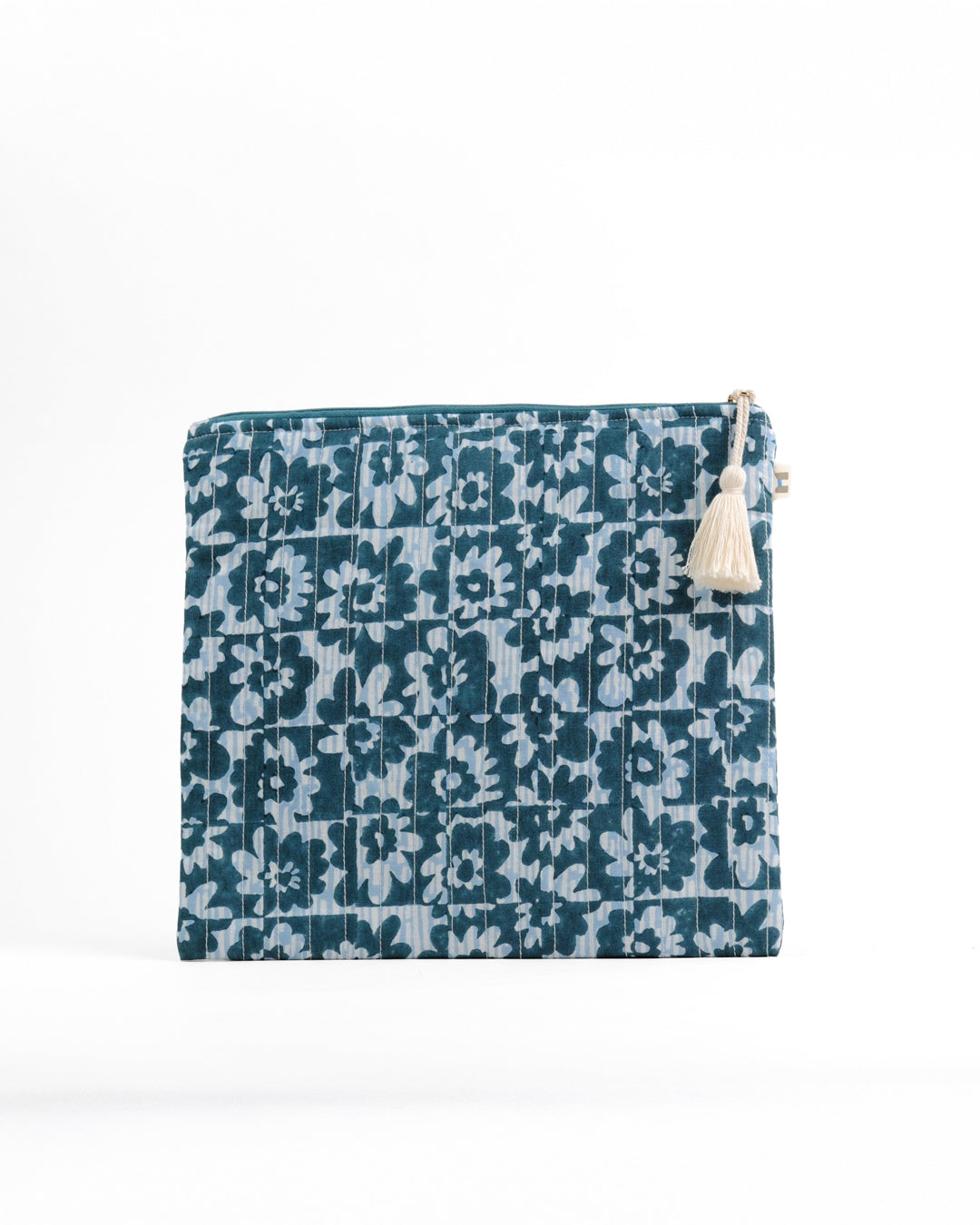 Set of 4 - Floret Blue & Yellow Flat Pouch