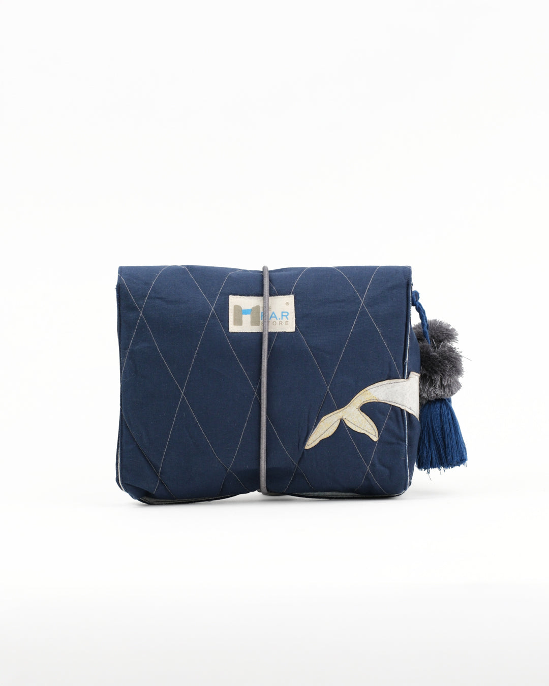 Gond Folk Whale - Blue Cable Pouch