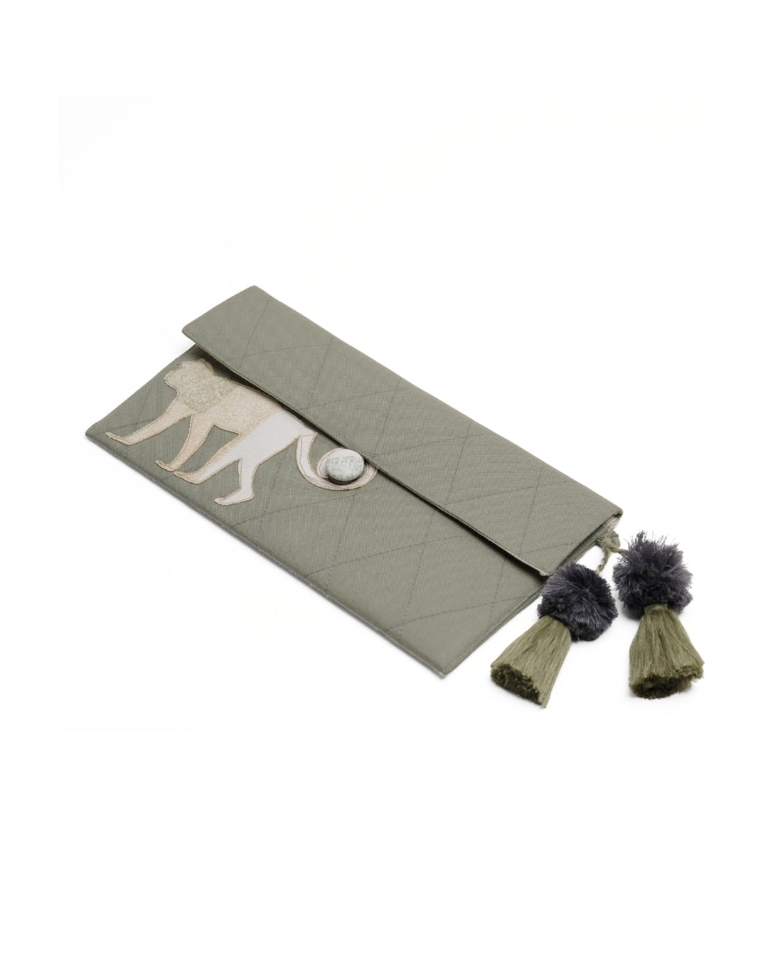 Gond Folk Monkey - Green Pencil Pouch