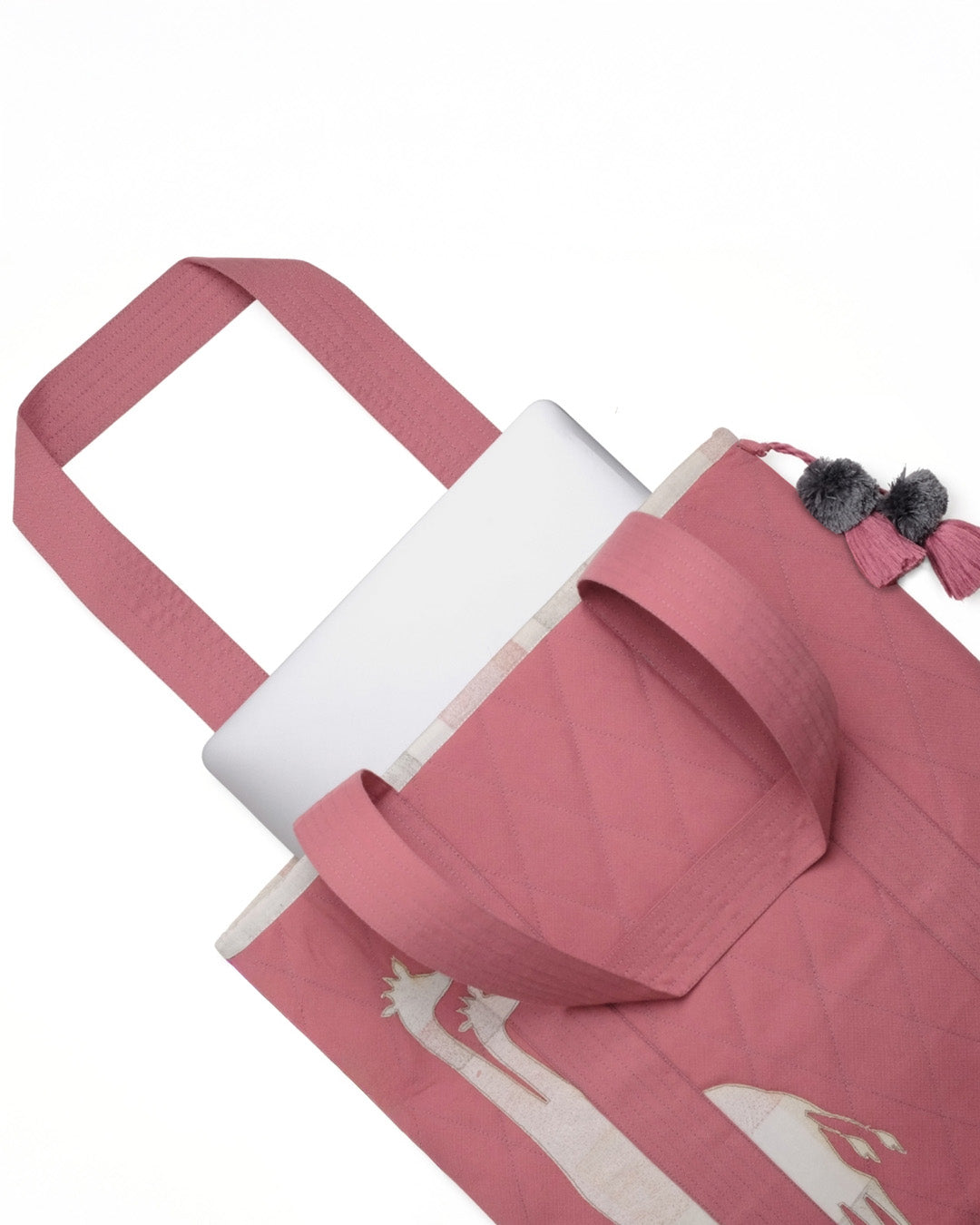 Gond Folk Giraffe - Pink Laptop Tote