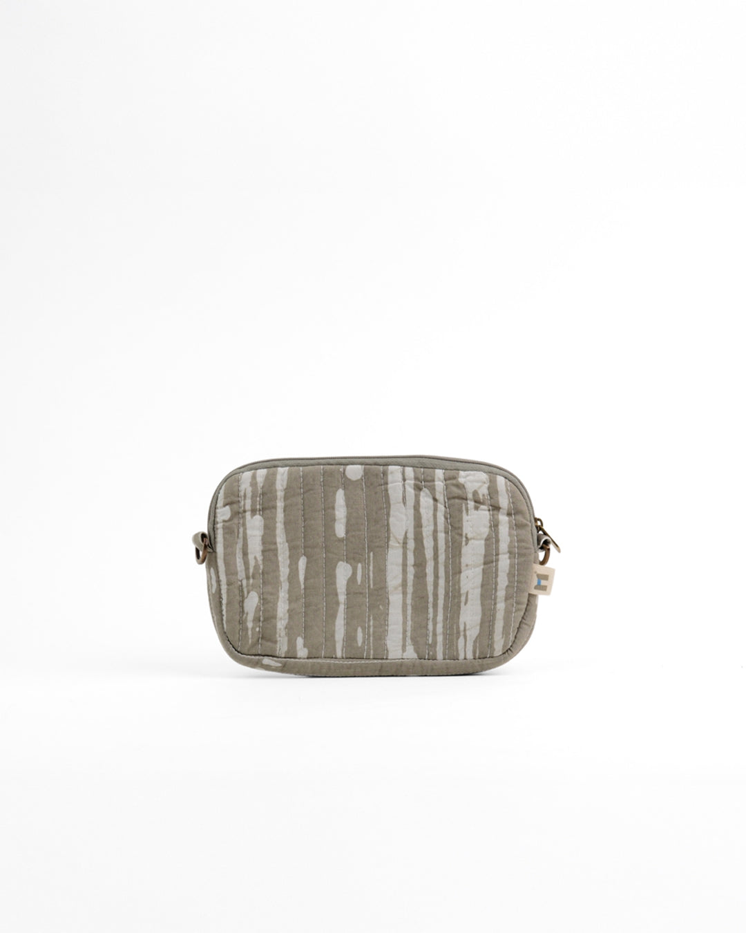 Set of 4 - Geometric Stripes Grey & Green Flat Pouch