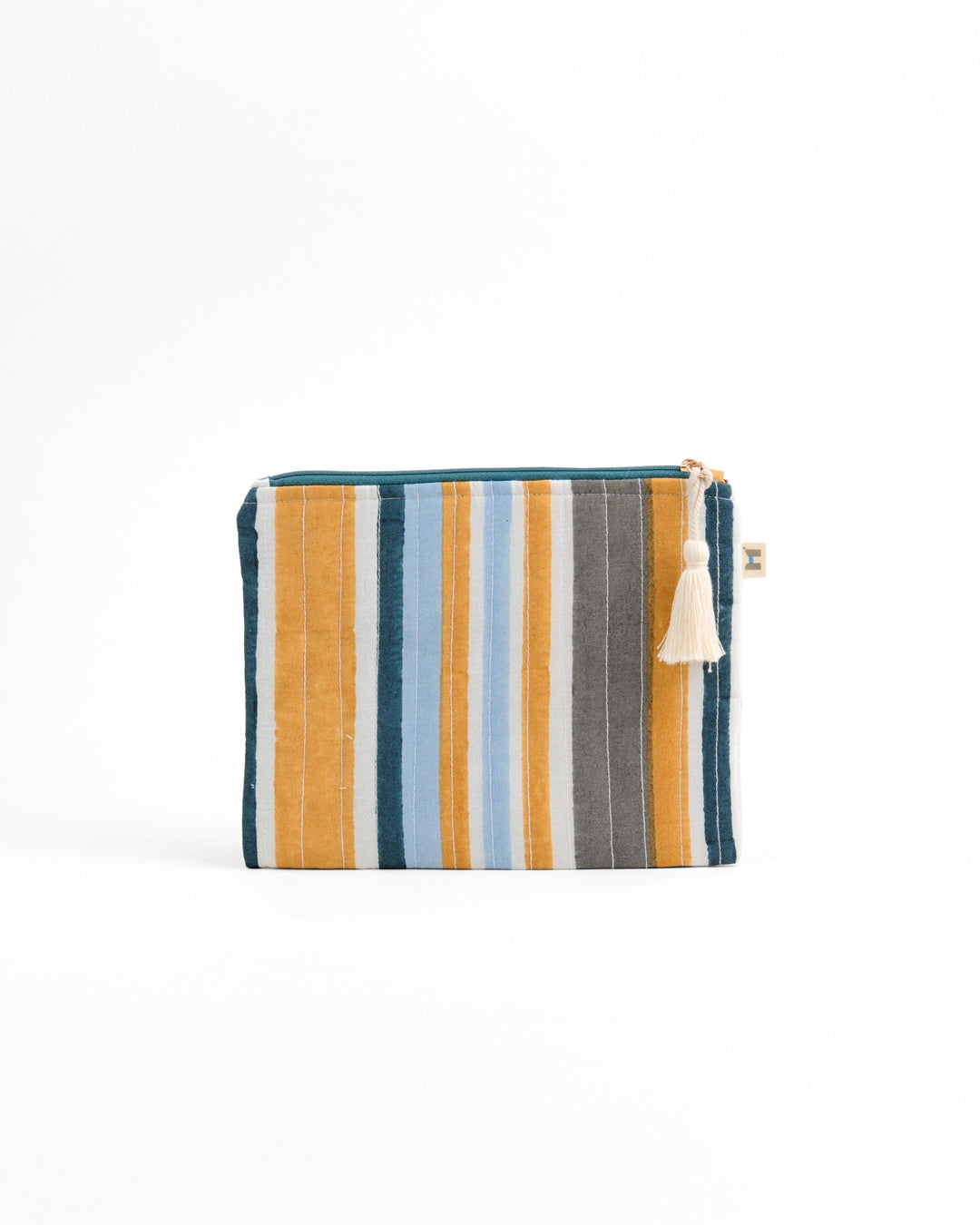 Set of 4 - Floret Blue & Yellow Flat Pouch
