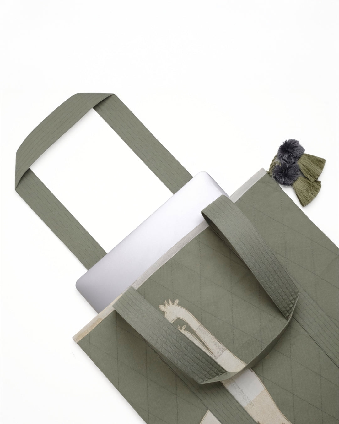 Gond Folk Giraffe - Green Laptop Tote