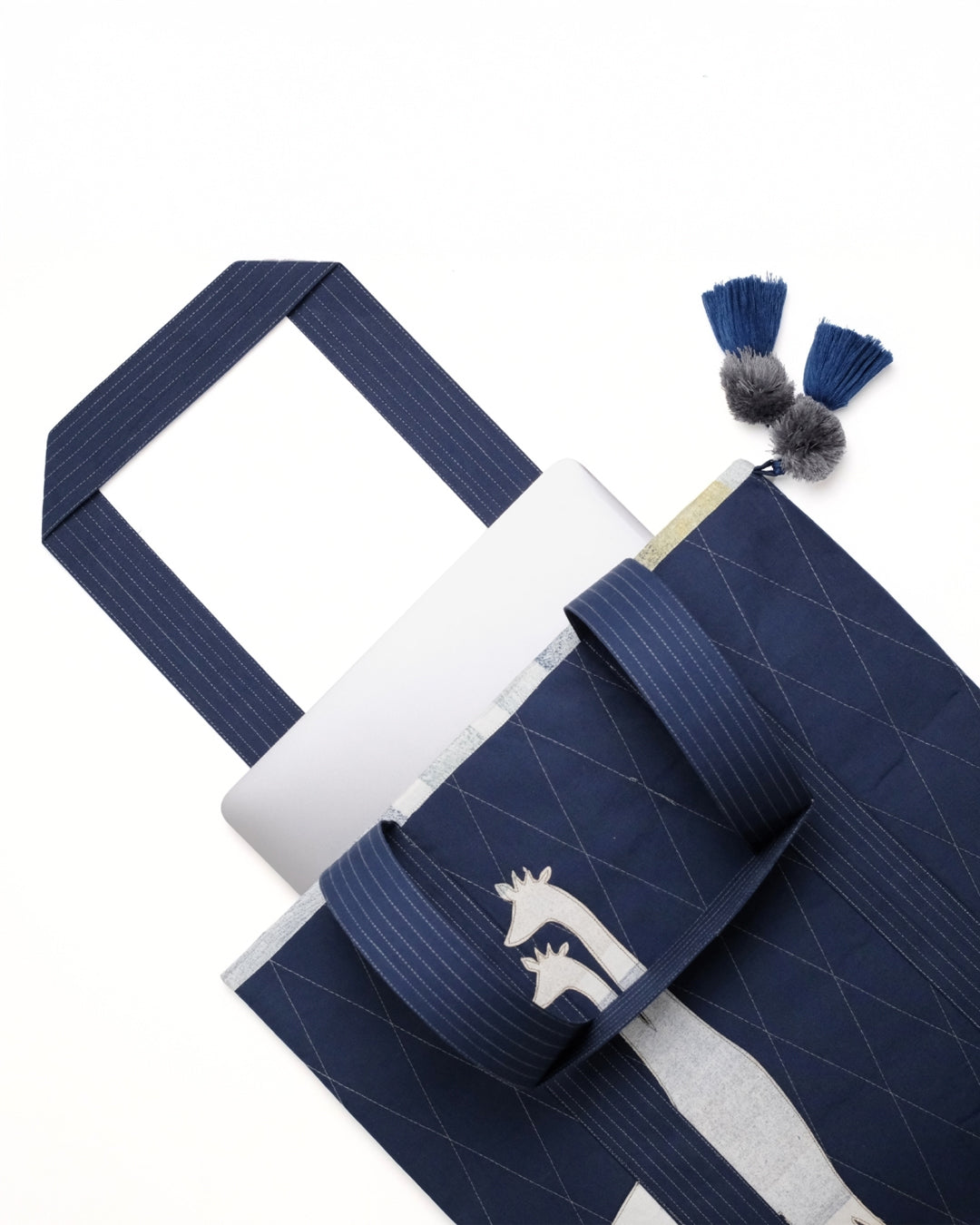 Gond Folk Giraffe - Blue Laptop Tote