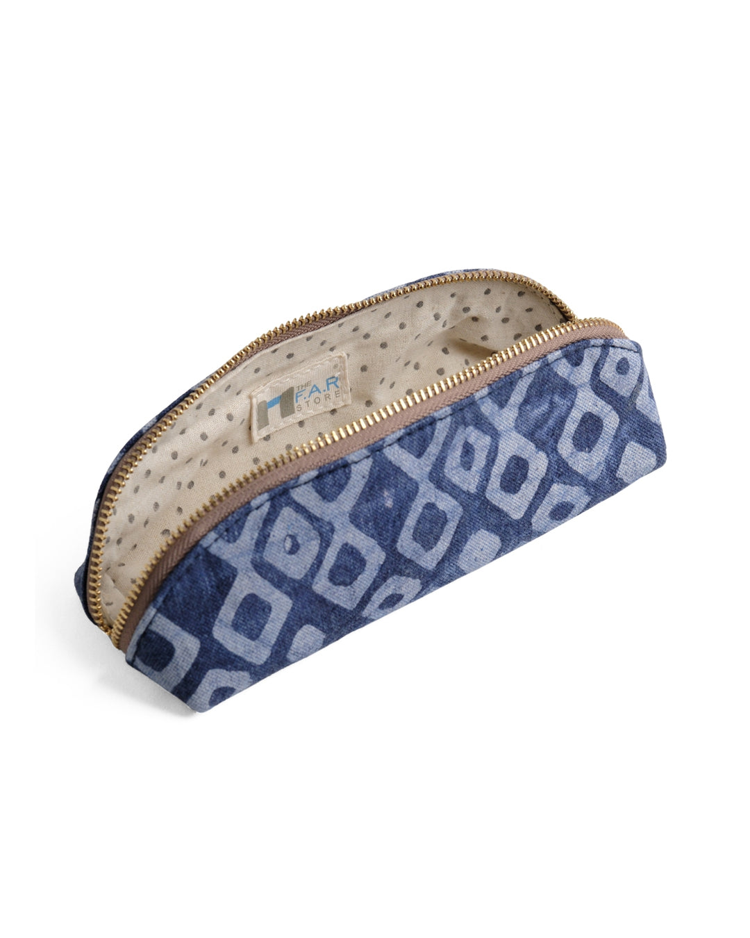 Denim Geometric - D Shape Pencil Pouch