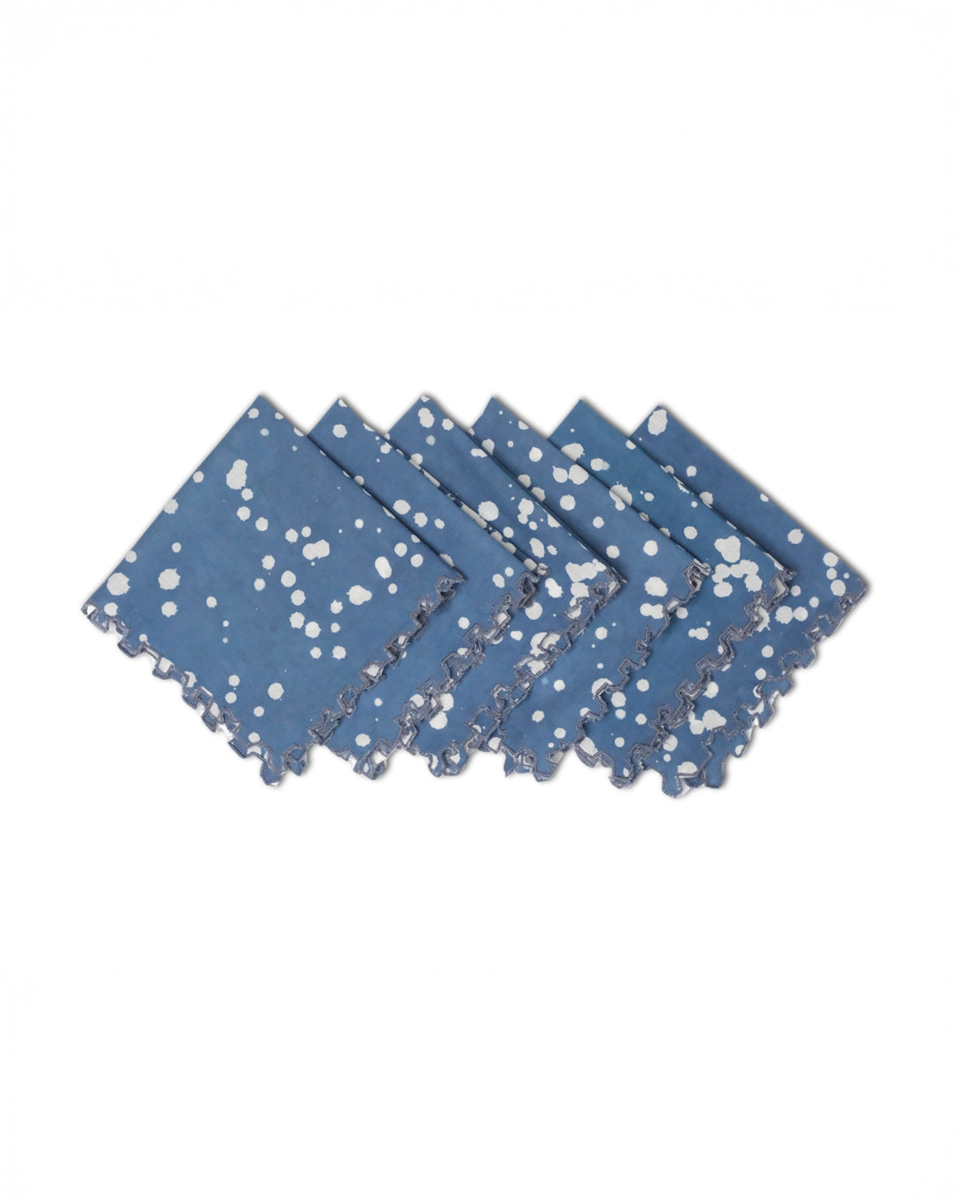 Set of 6 - Stipples Blue Cocktail Napkins