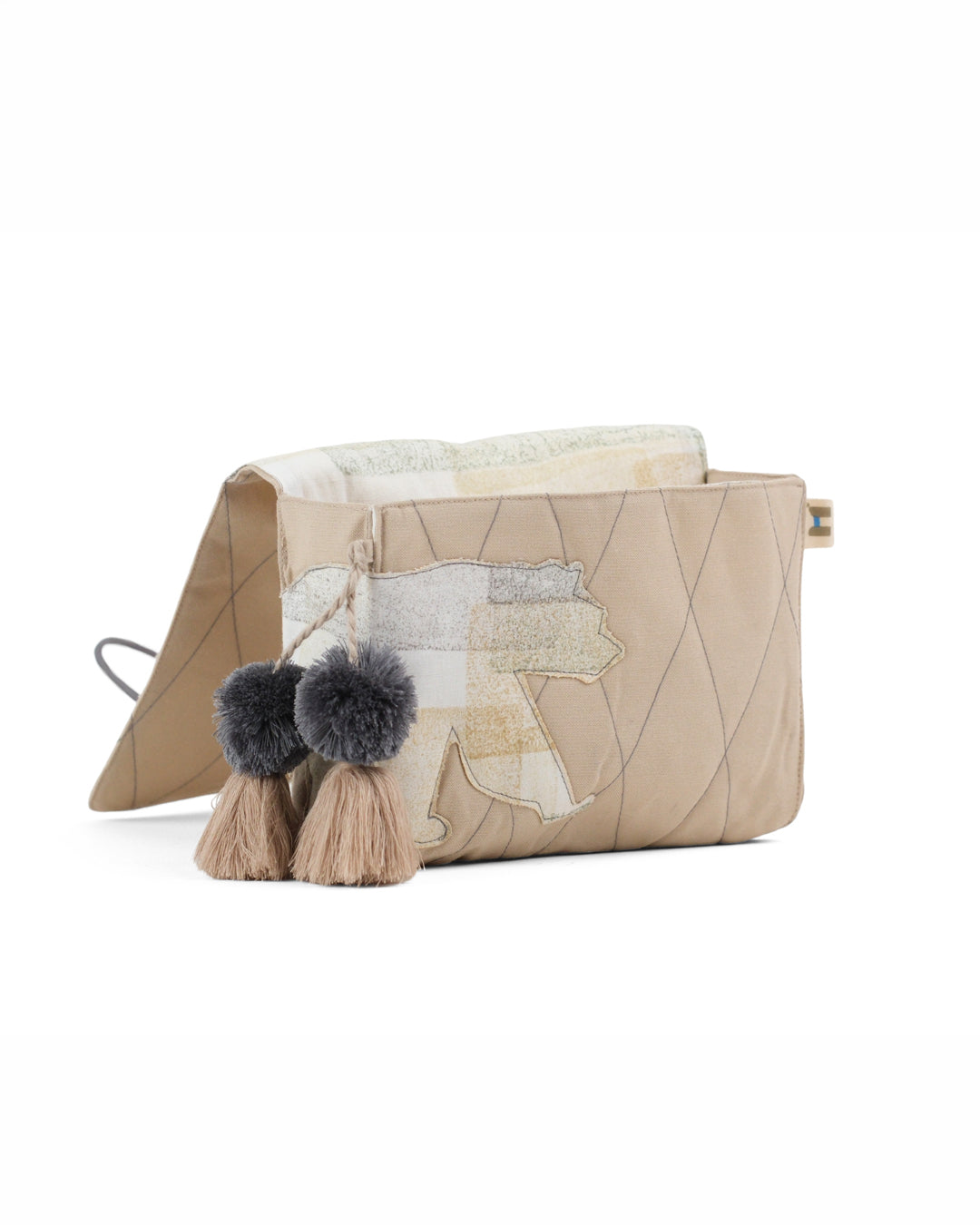 Gond Folk Bear - Beige Cable Pouch