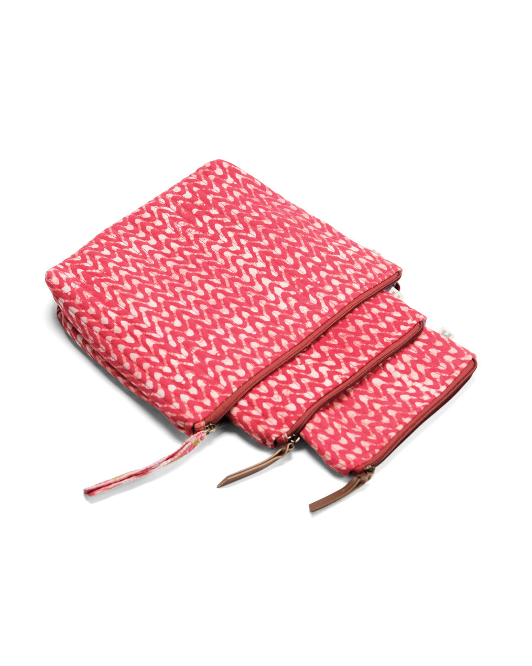 Set of 3 - Crimson Waves Toiletry Pouches