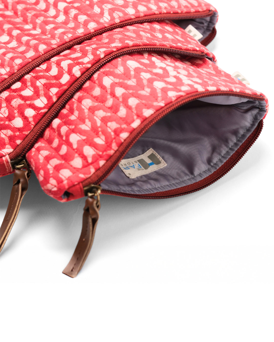 Set of 3 - Crimson Waves Toiletry Pouches
