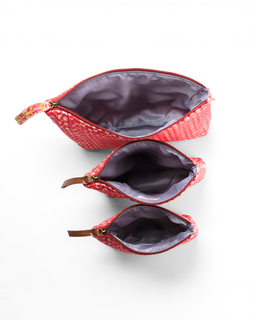 Set of 3 - Crimson Waves Toiletry Pouches
