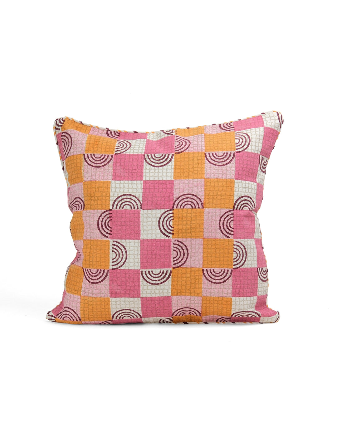 Sunset Whispers - Checks Cushion Cover