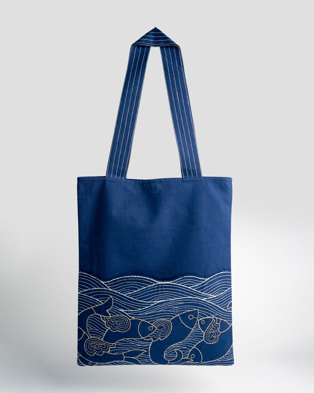 Gond Machli Blue Tote Bag