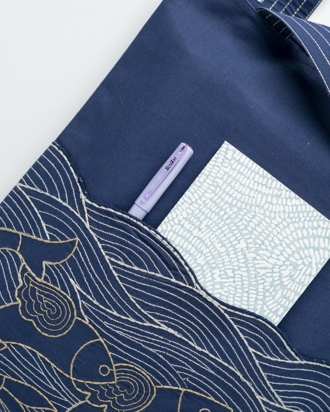 Gond Machli Blue Tote Bag