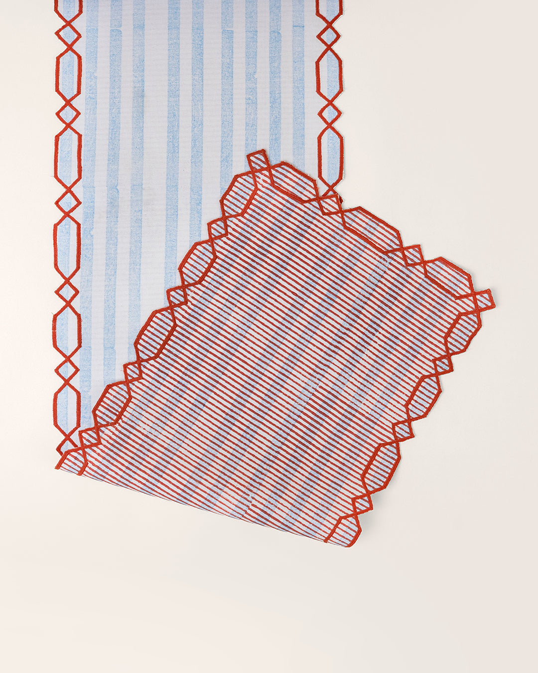 Rust & Blue Checks - Table Runner