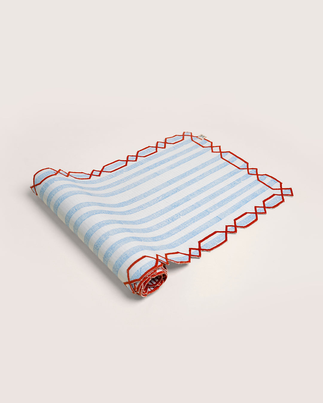Rust & Blue Checks - Table Runner