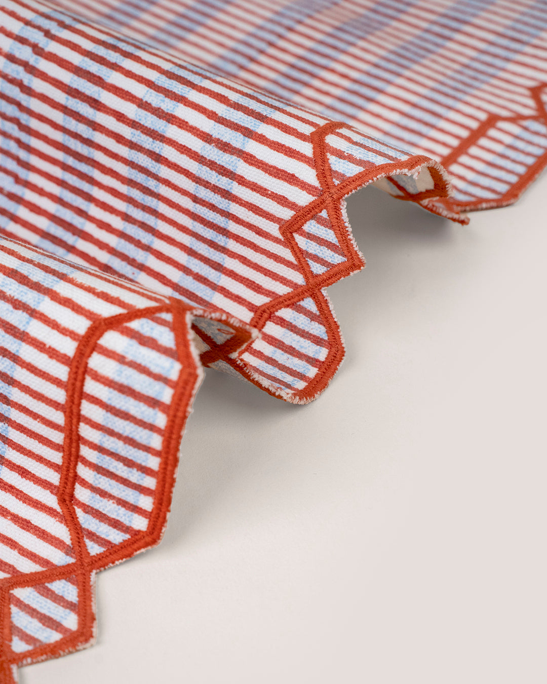 Rust & Blue Checks - Table Runner
