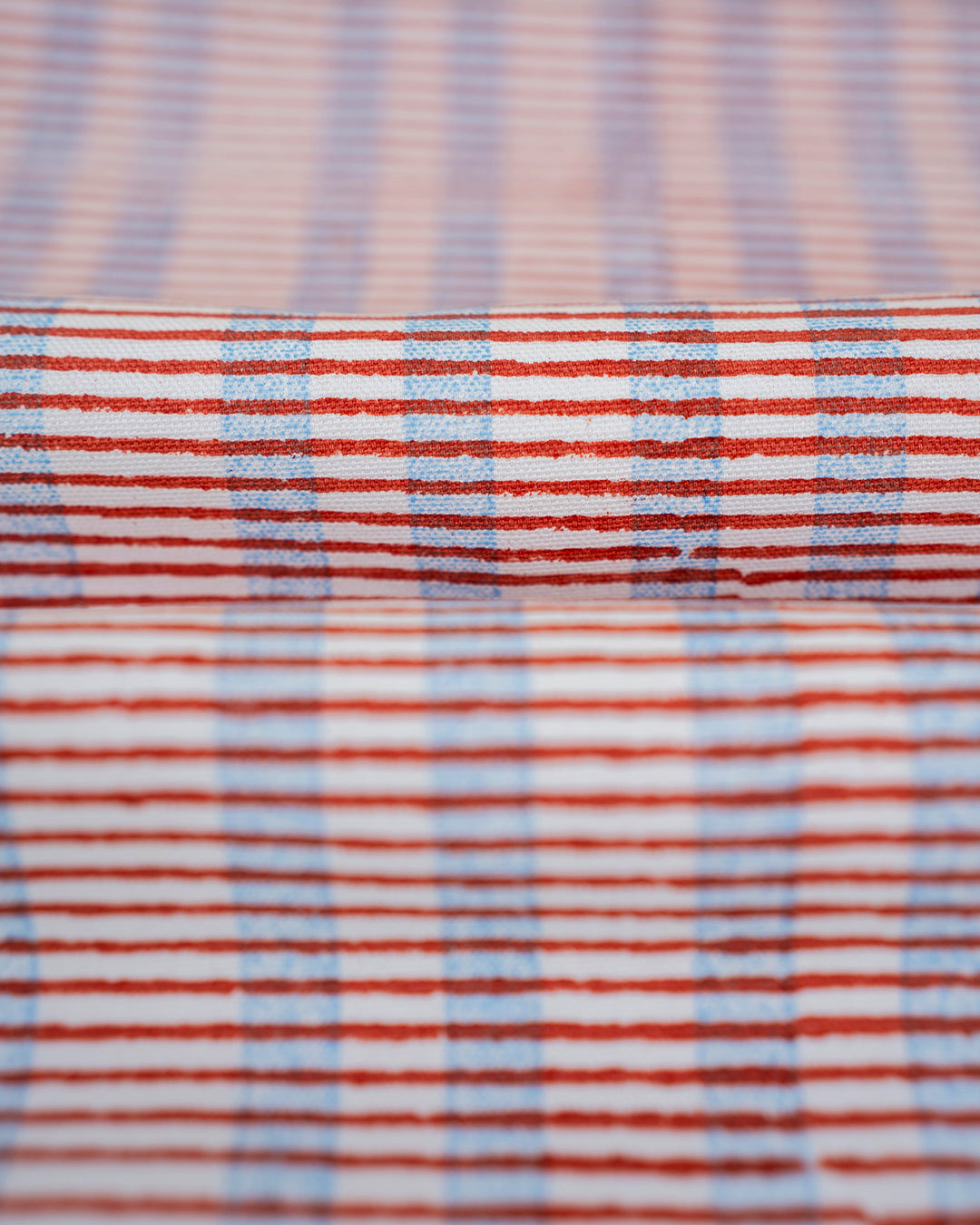 Rust & Blue Checks - Table Runner