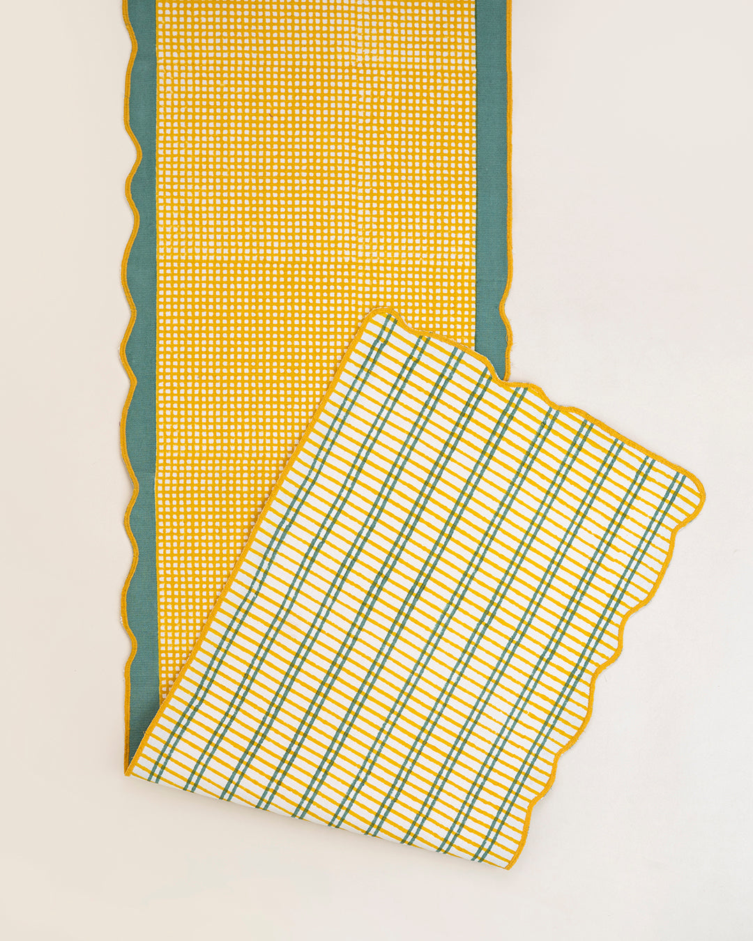 Yellow & Green Checks - Table Runner