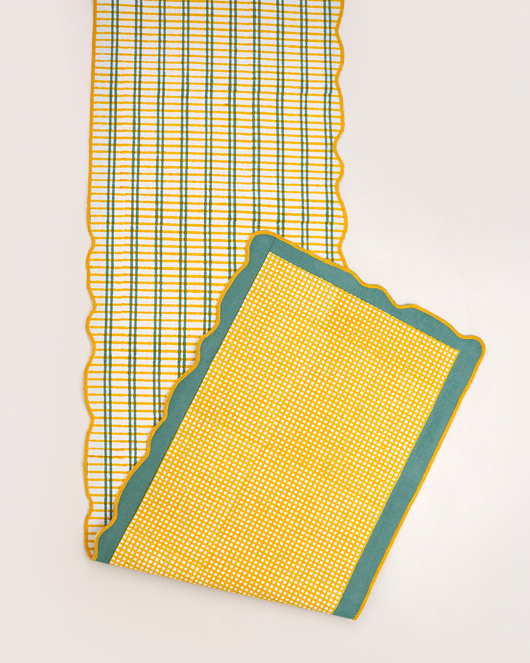 Yellow & Green Checks - Table Runner