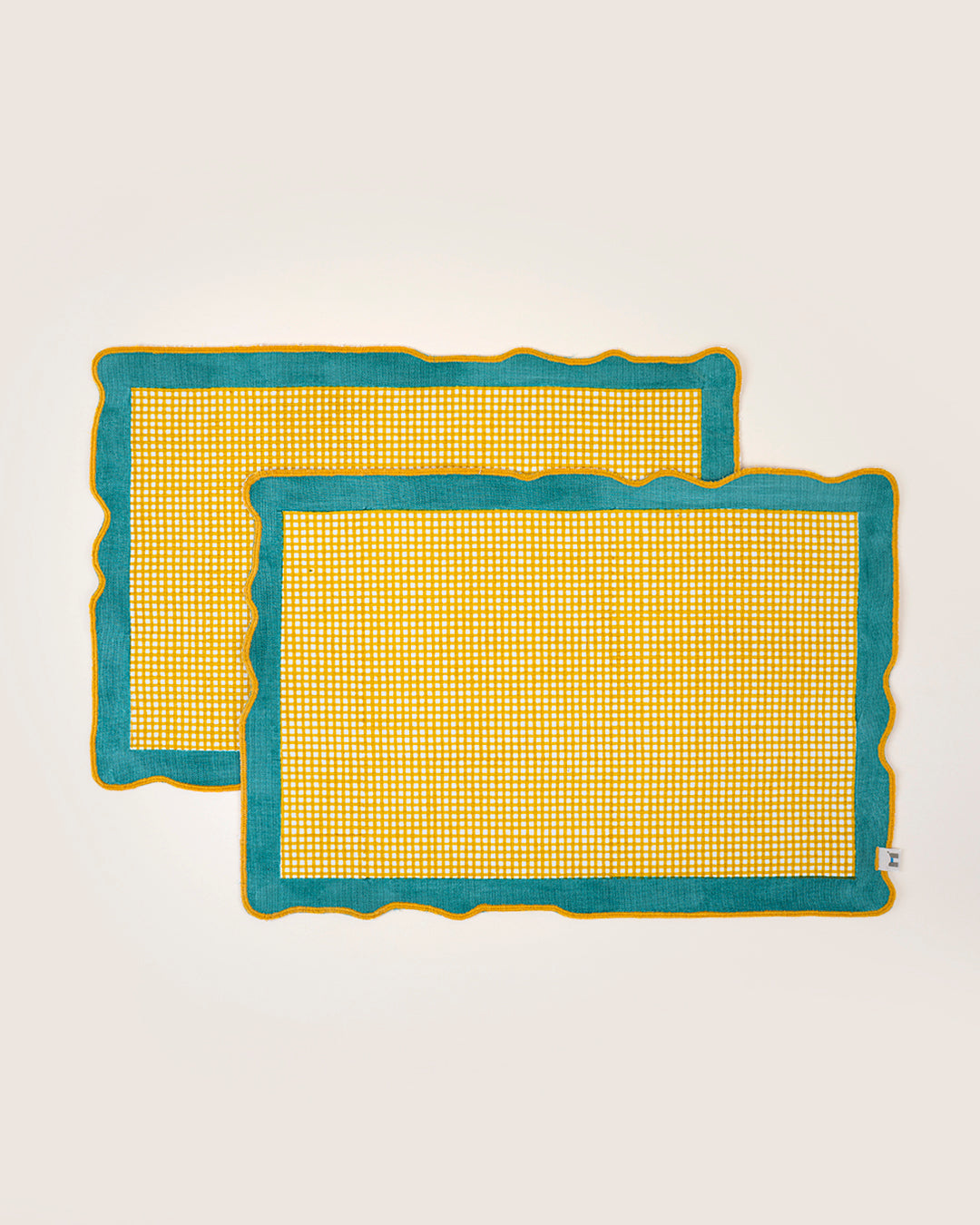 Set of 2 - Yellow & Green Checks Table Mats