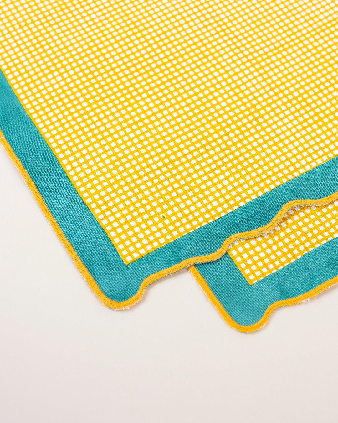 Set of 2 - Yellow & Green Checks Table Mats
