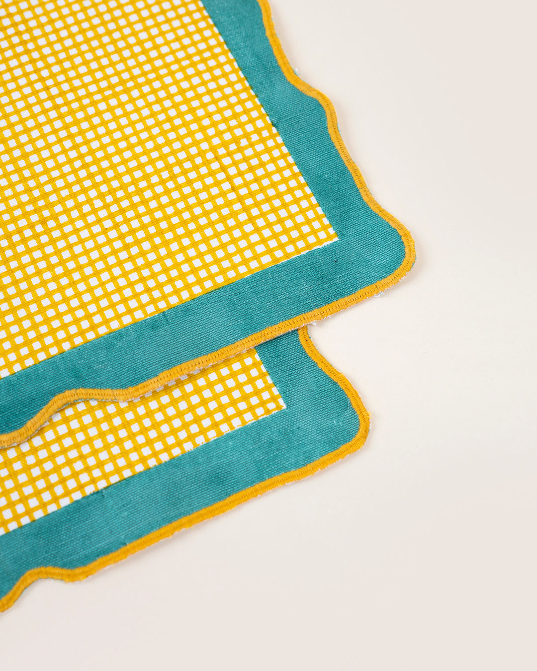 Set of 2 - Yellow & Green Checks Table Mats