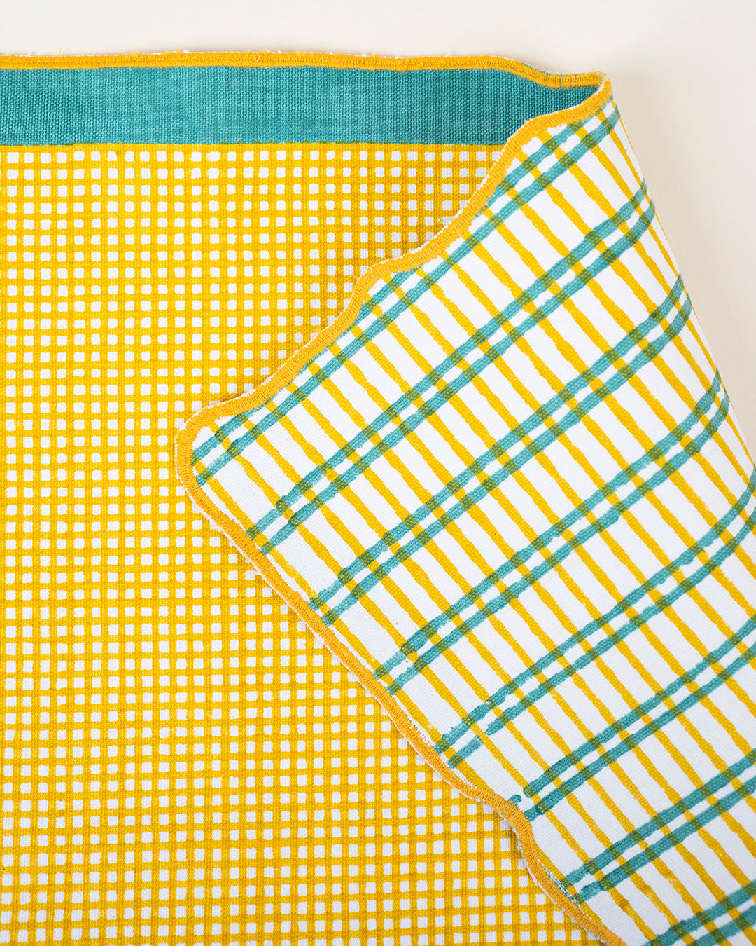 Set of 2 - Yellow & Green Checks Table Mats