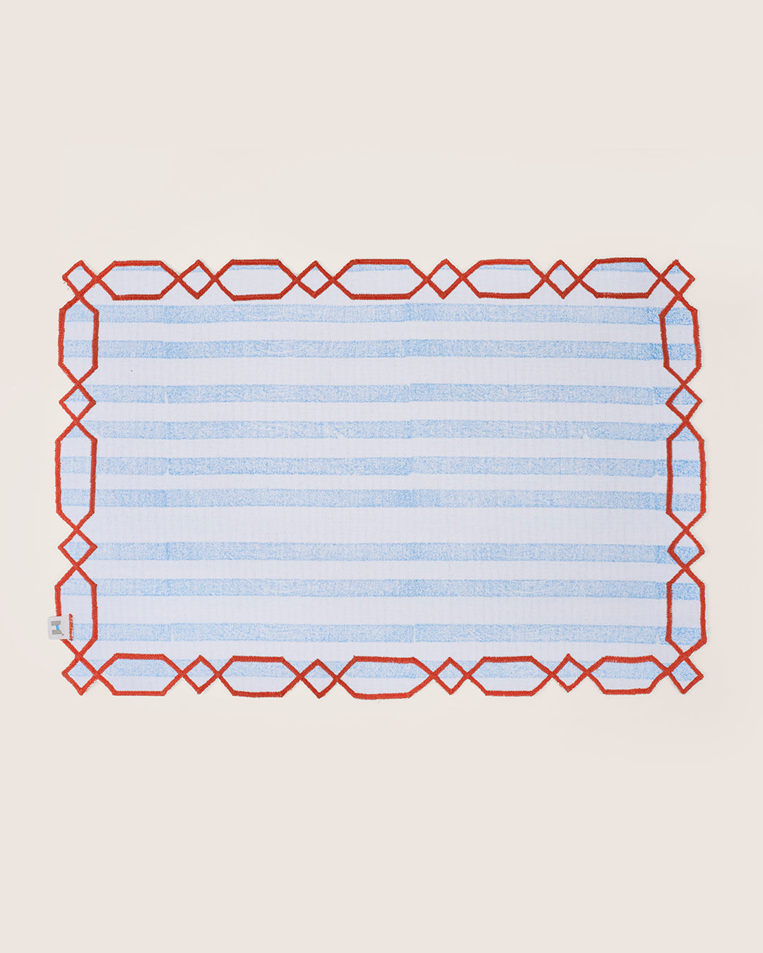 Set of 2 - Rust & Blue Checks Table Mats