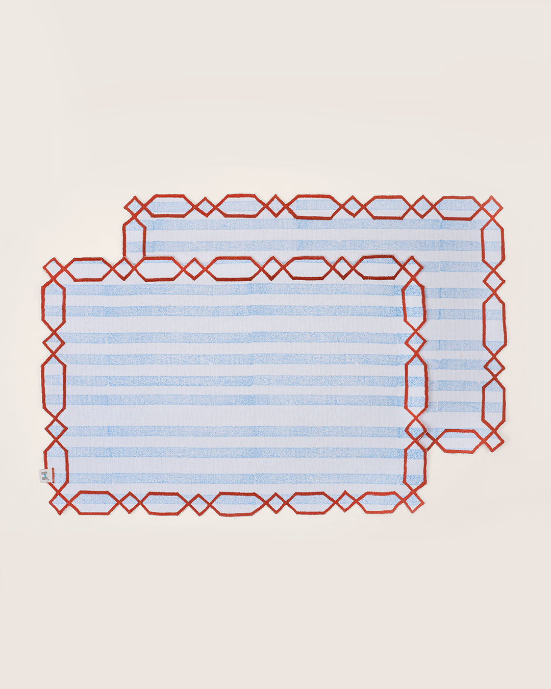Set of 2 - Rust & Blue Checks Table Mats