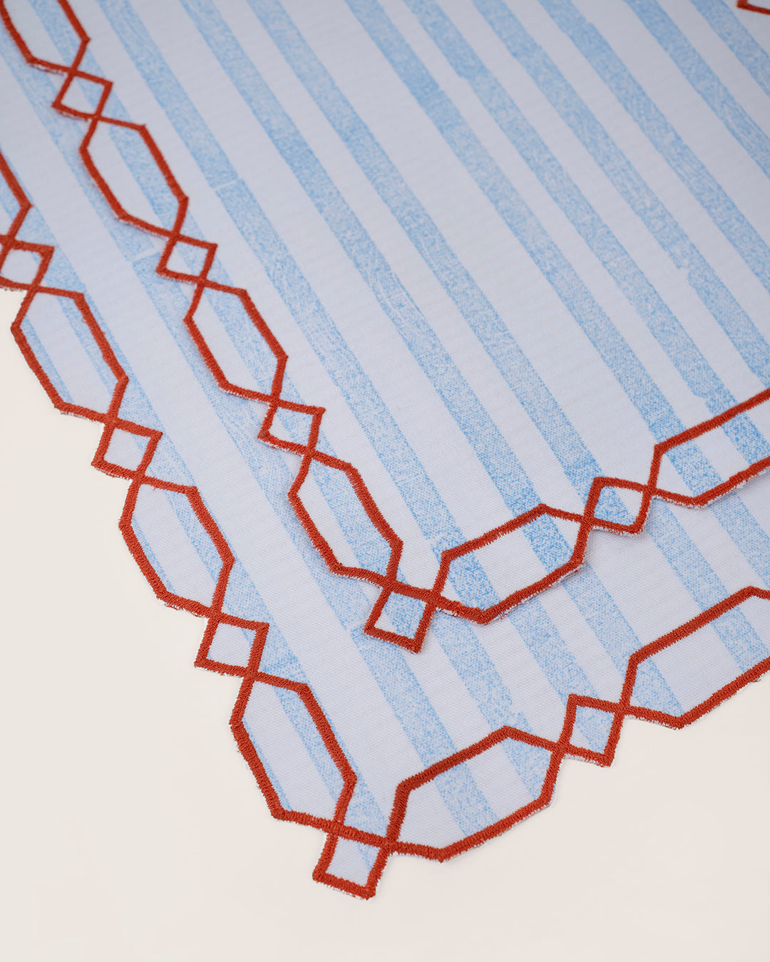 Set of 2 - Rust & Blue Checks Table Mats