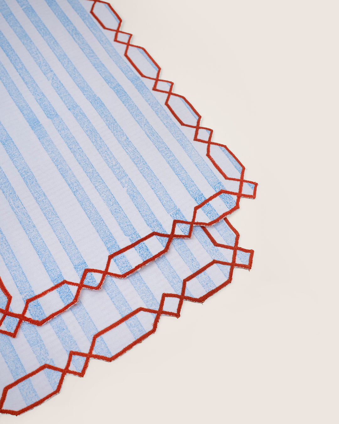 Set of 2 - Rust & Blue Checks Table Mats