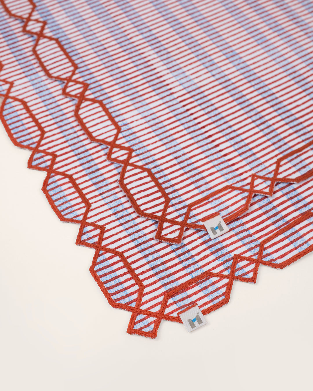 Set of 2 - Rust & Blue Checks Table Mats