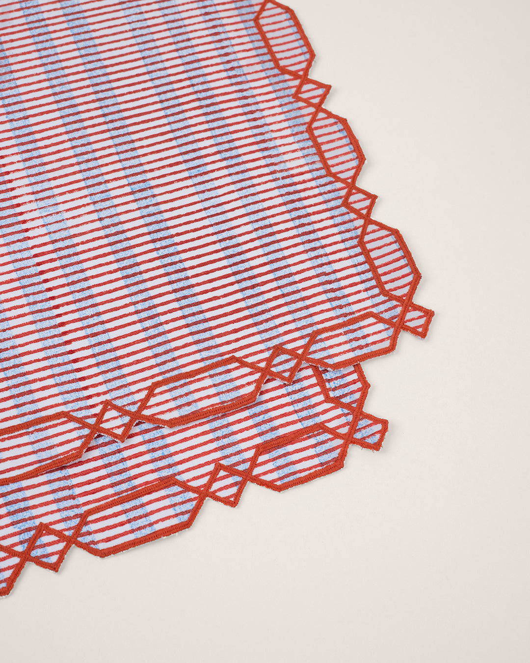Set of 2 - Rust & Blue Checks Table Mats