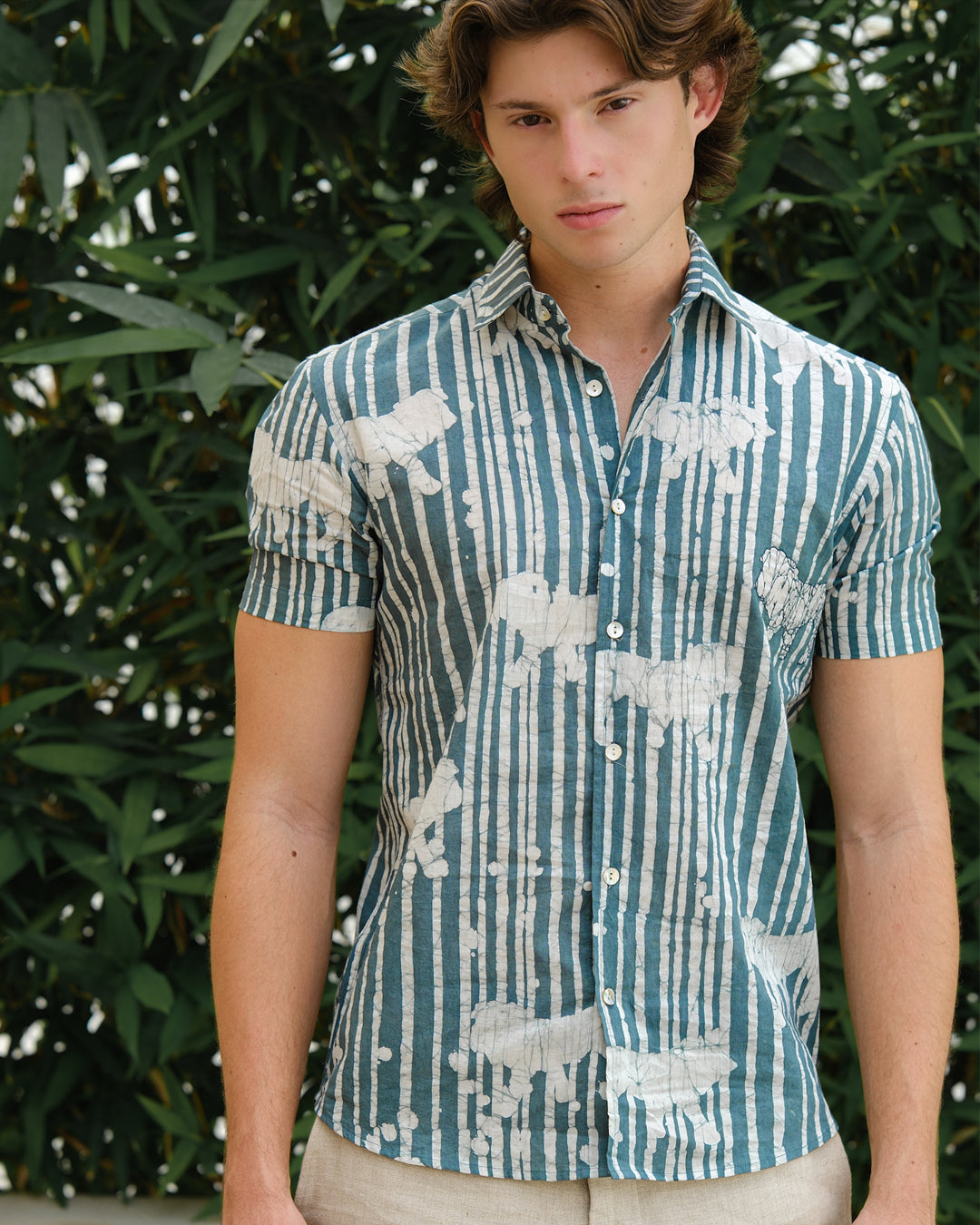 Sher Batik Embroidered Short Sleeve Shirt