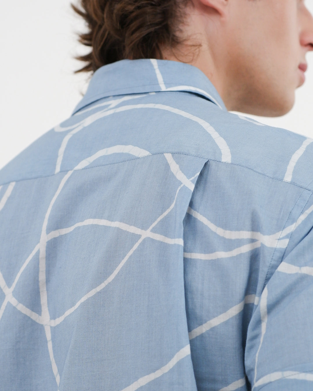 Sky Blue Looped Batik Short Sleeve Shirt
