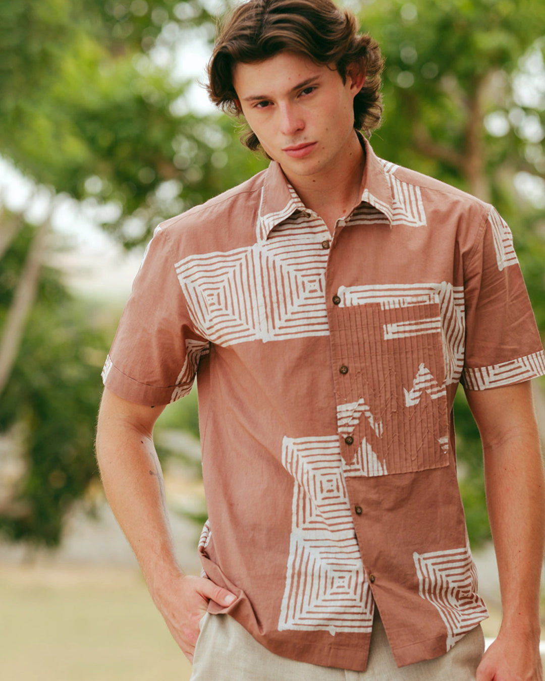Maze Mauve Batik Short Sleeve Shirt