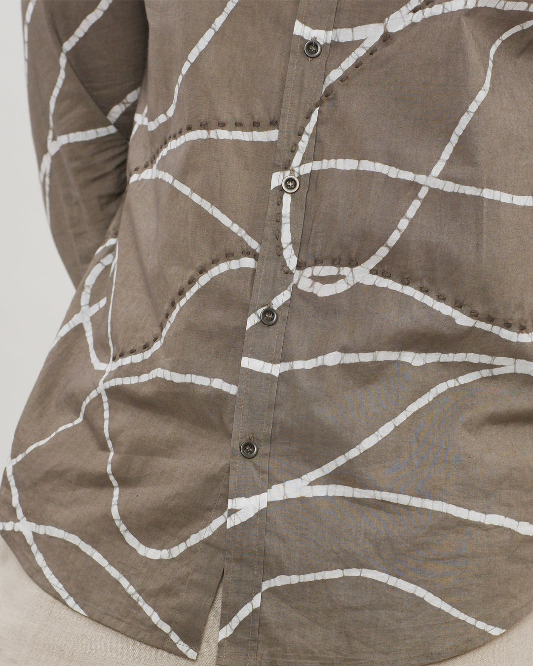 Earth Brown Looped Batik Long Sleeve Shirt