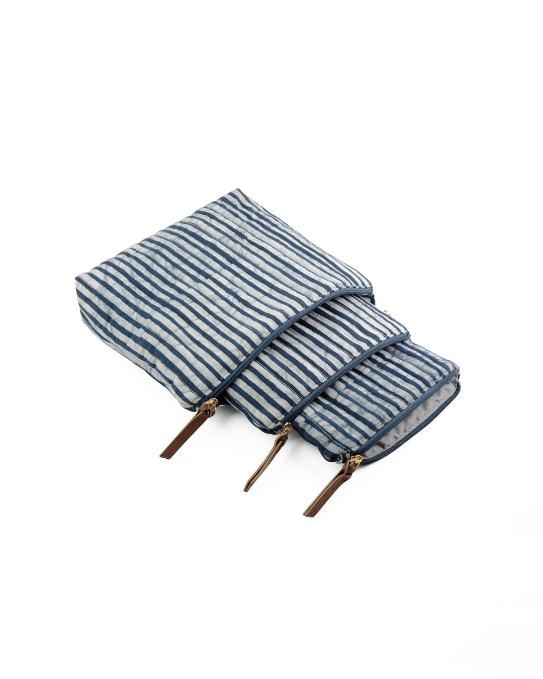 Set of 3 - Twilight Stripes Blue Toiletry Pouches