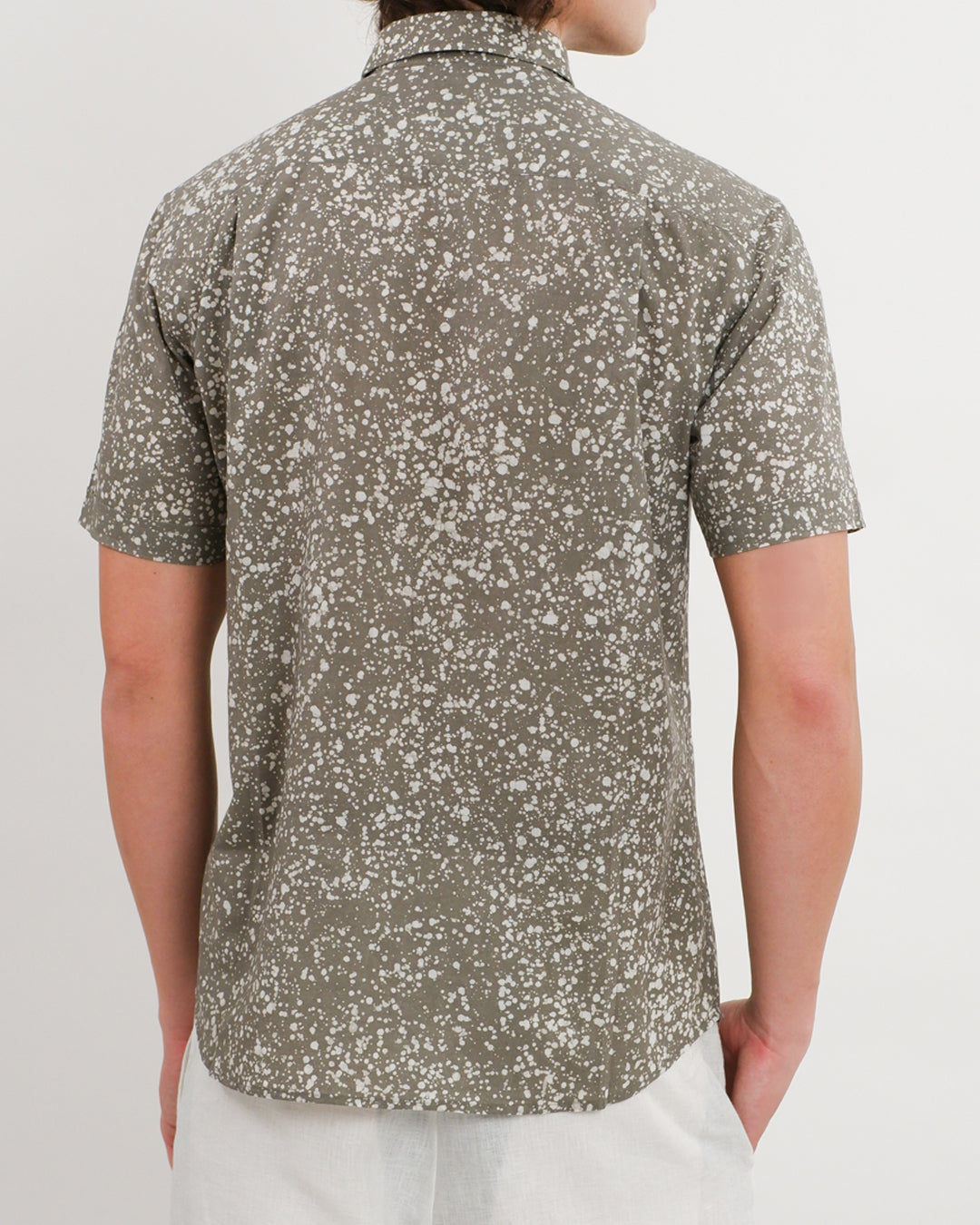 Cool Grey Stipples Batik Short Sleeve Shirt