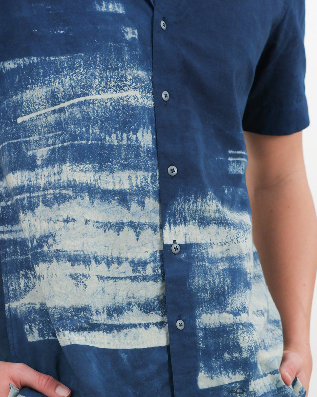 Water Indigo Ajrakh Short Sleeve Shirt