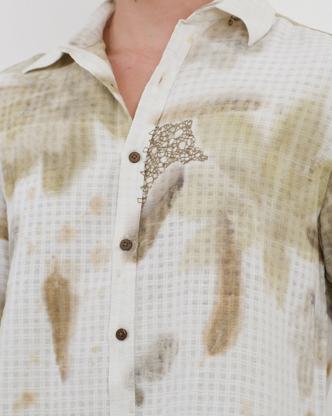 Botanical Print Hand Embroidered Long Sleeve Shirt