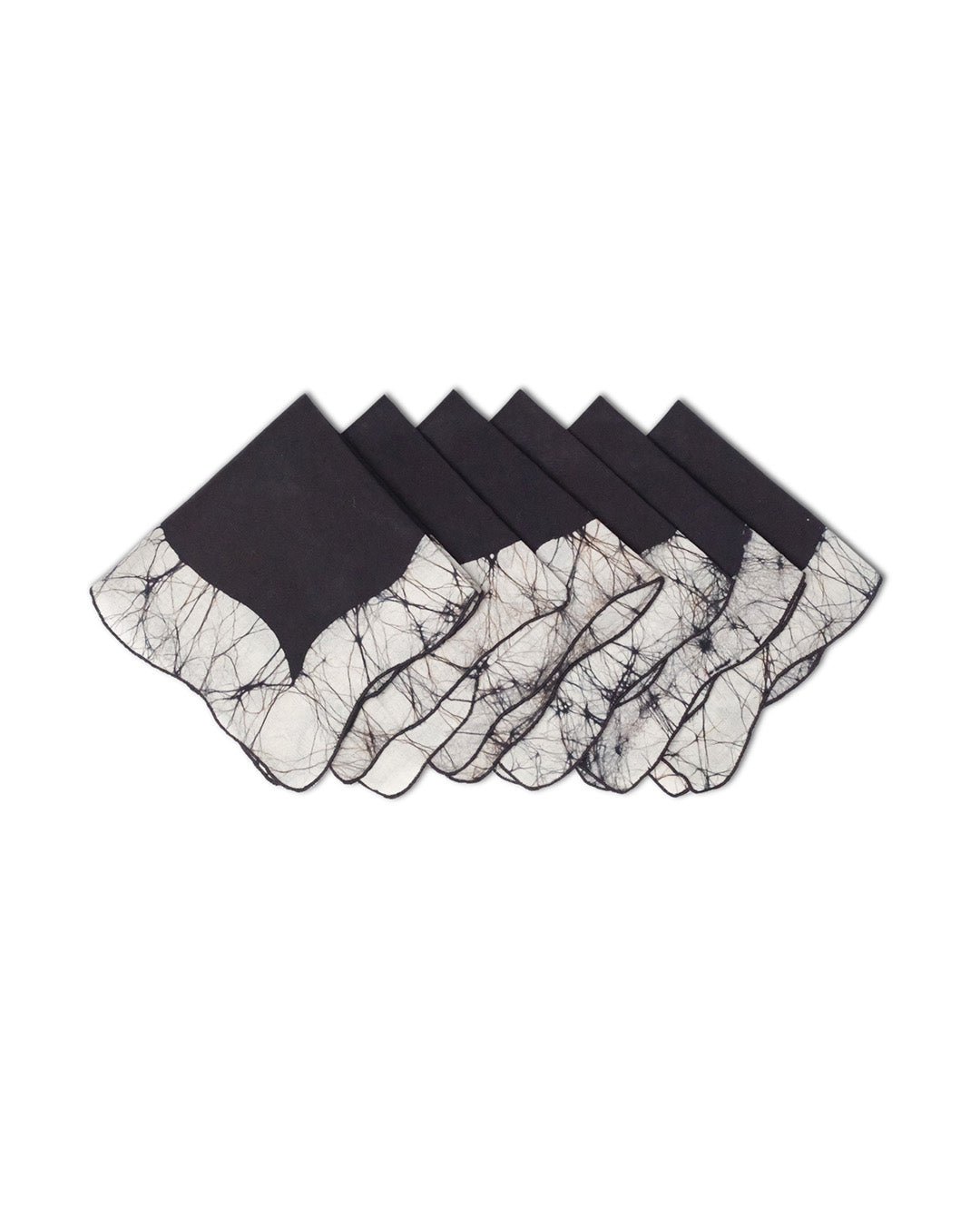 Set of 6 - Waves Black Cocktail Napkins