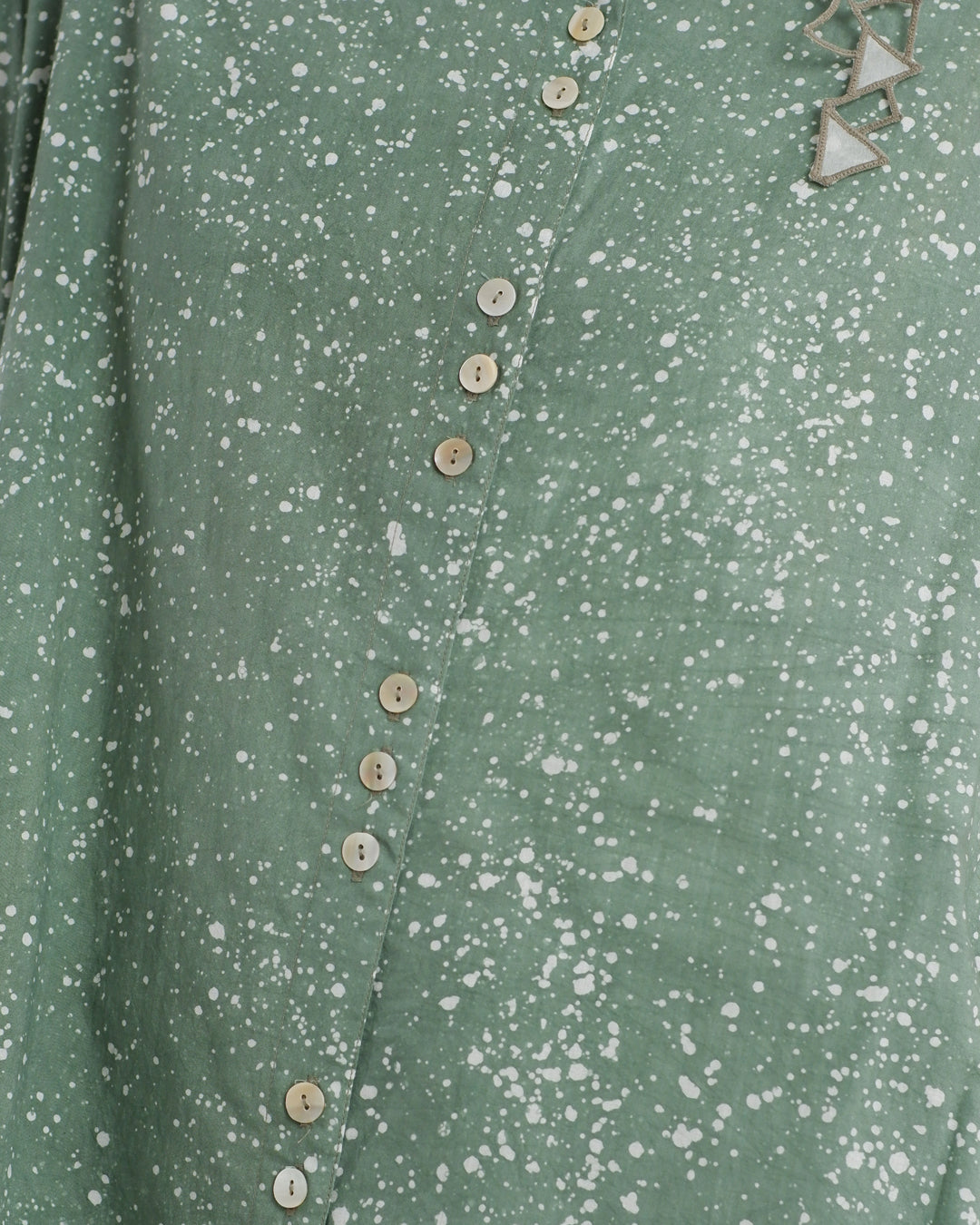 Cool Green Stipples Batik Shirt Dress