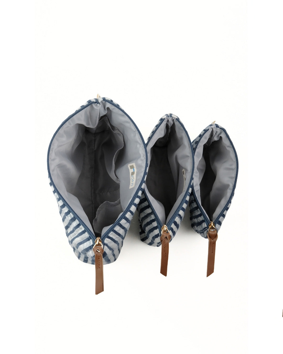 Set of 3 - Twilight Stripes Blue Toiletry Pouches