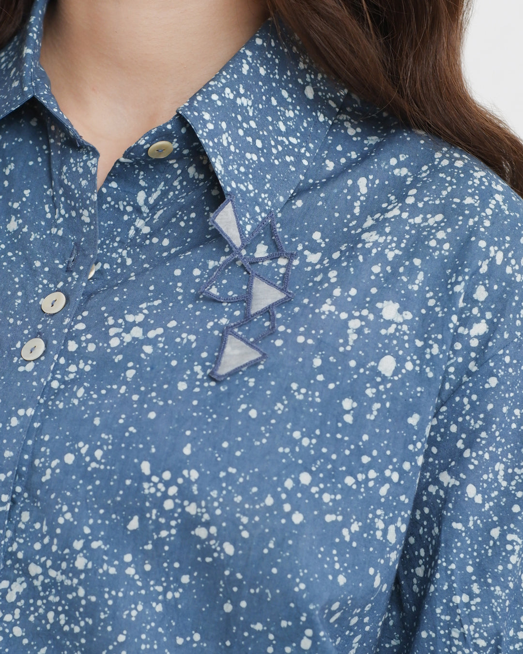 Cool Blue Stipples Batik Shirt Dress