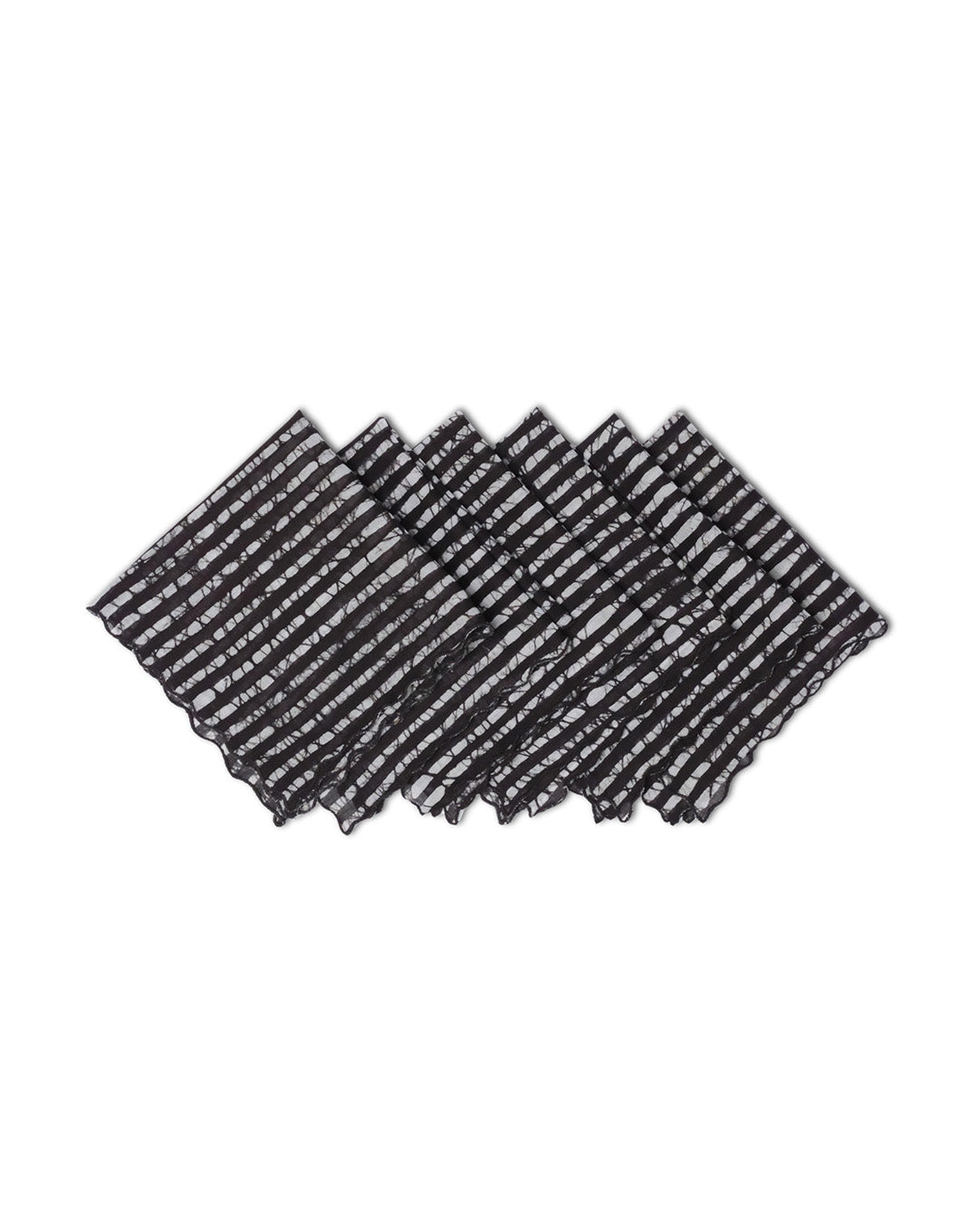 Set of 6 - Stripes Black Cocktail Napkins