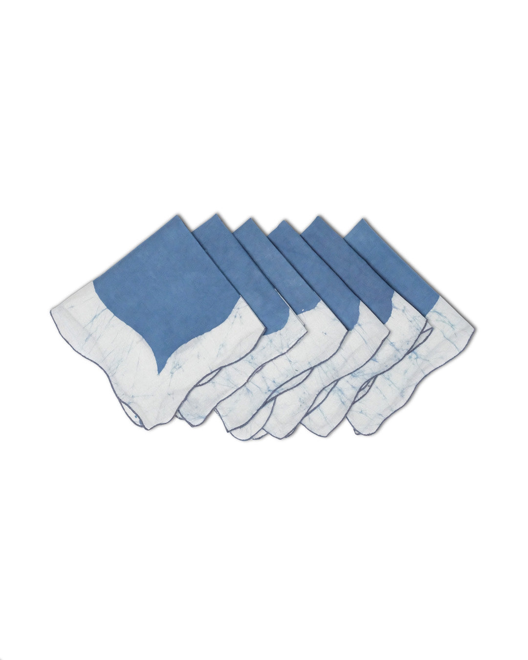 Set of 6 - Waves Blue Cocktail Napkins