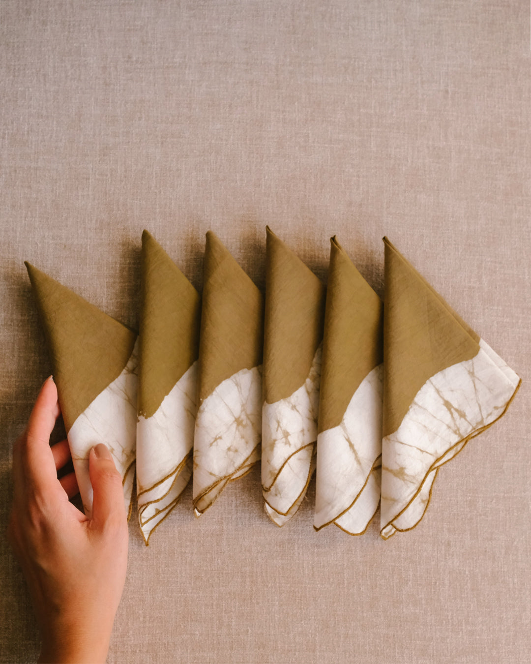 Set of 6 - Waves Khaki Cocktail Napkins