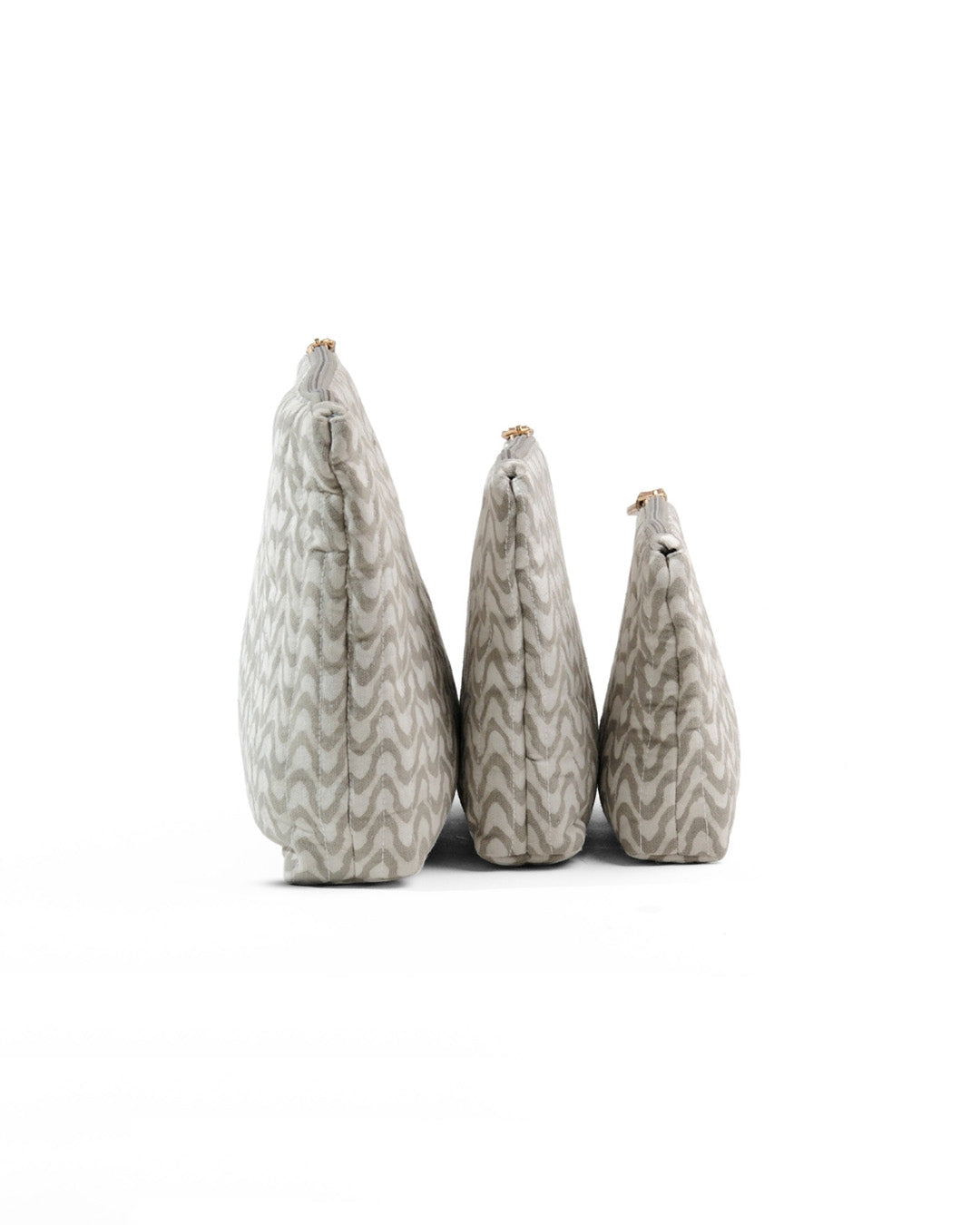 Set of 3 - Silver Shadow Waves Toiletry Pouches
