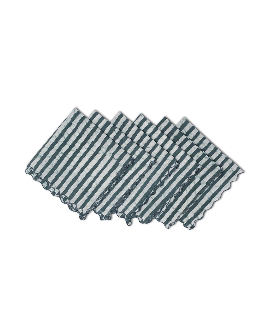 Set of 6 - Stripes Green Cocktail Napkins